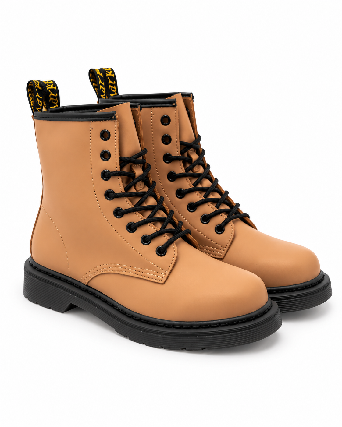 Tan Chunky Lace-Up Combat Boots