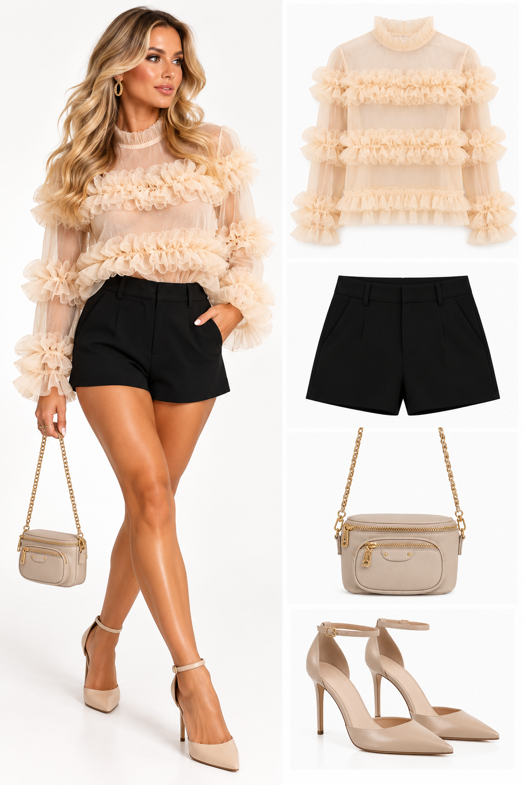 Cream Ruffle Statement Blouse