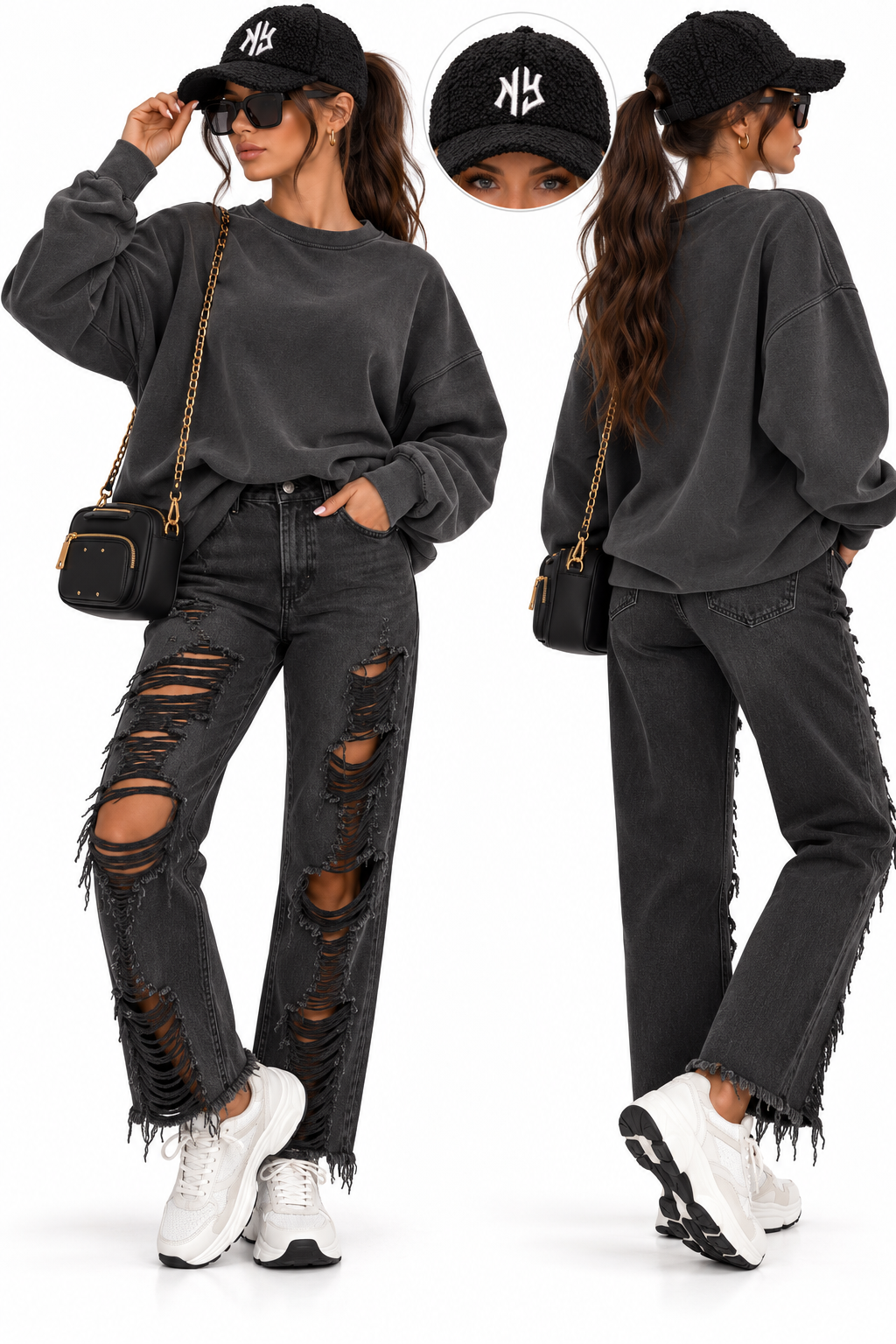 Black Queen Hearts Jeans