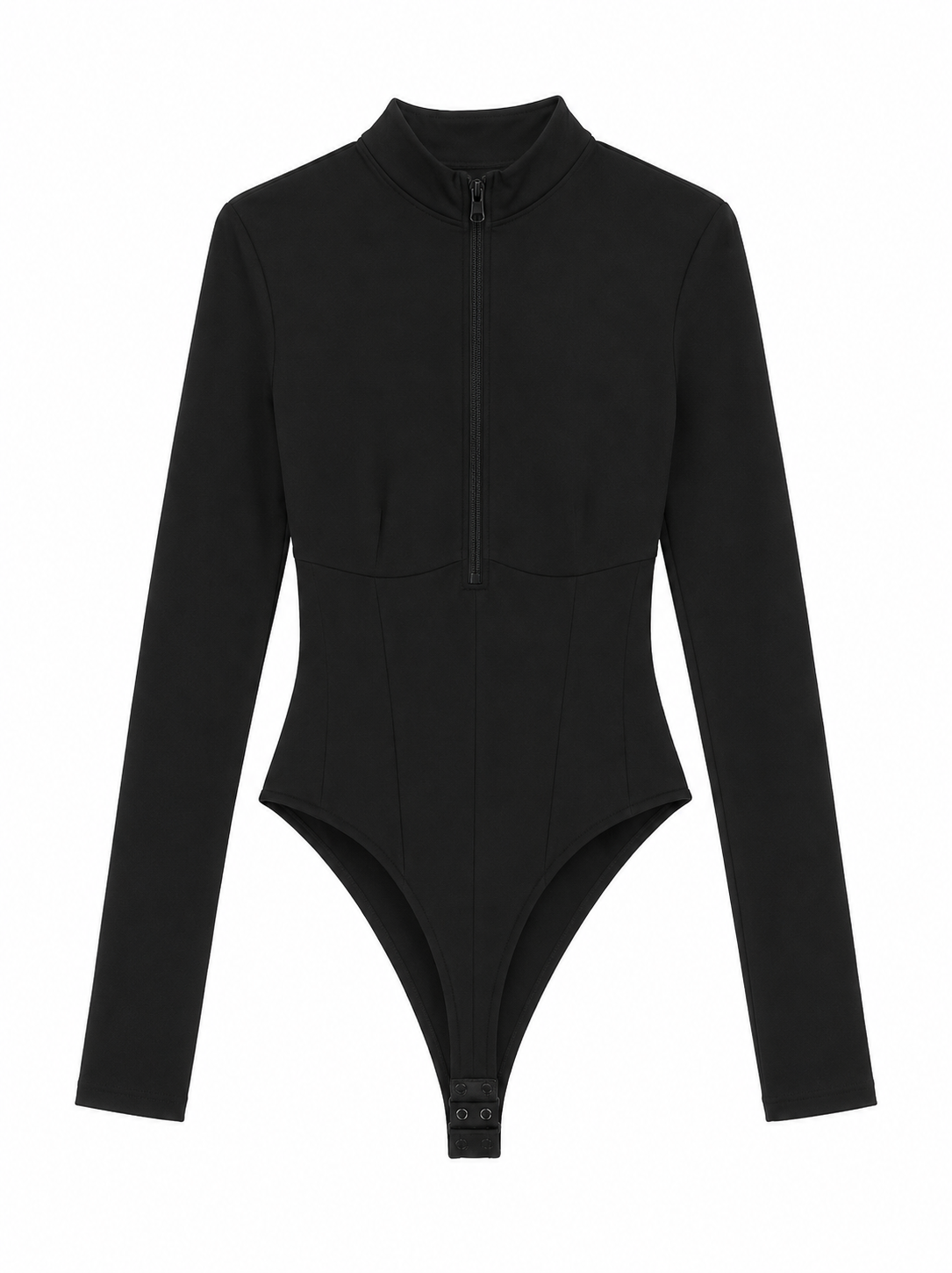 Black Zip Up Long Sleeve Bodysuit