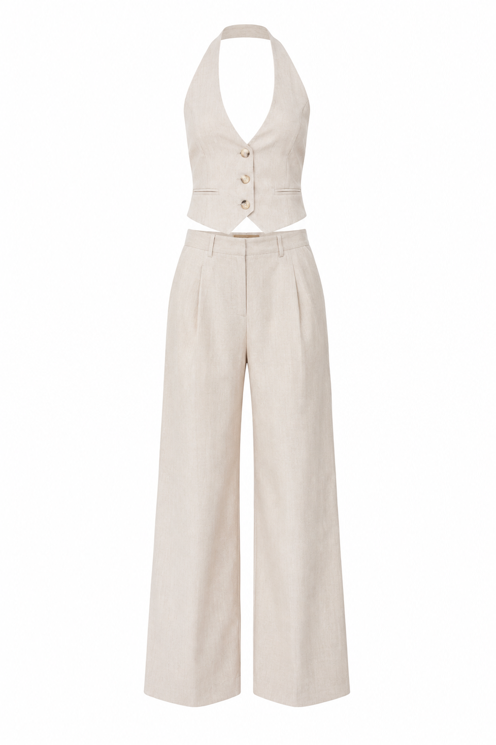 Cream Tailored Trousers  and  Halter Top