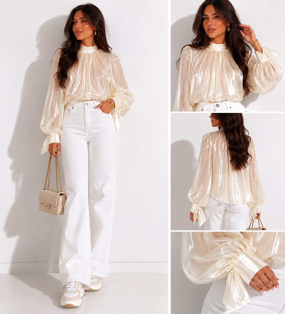 Bow Neck Organza Blouse
