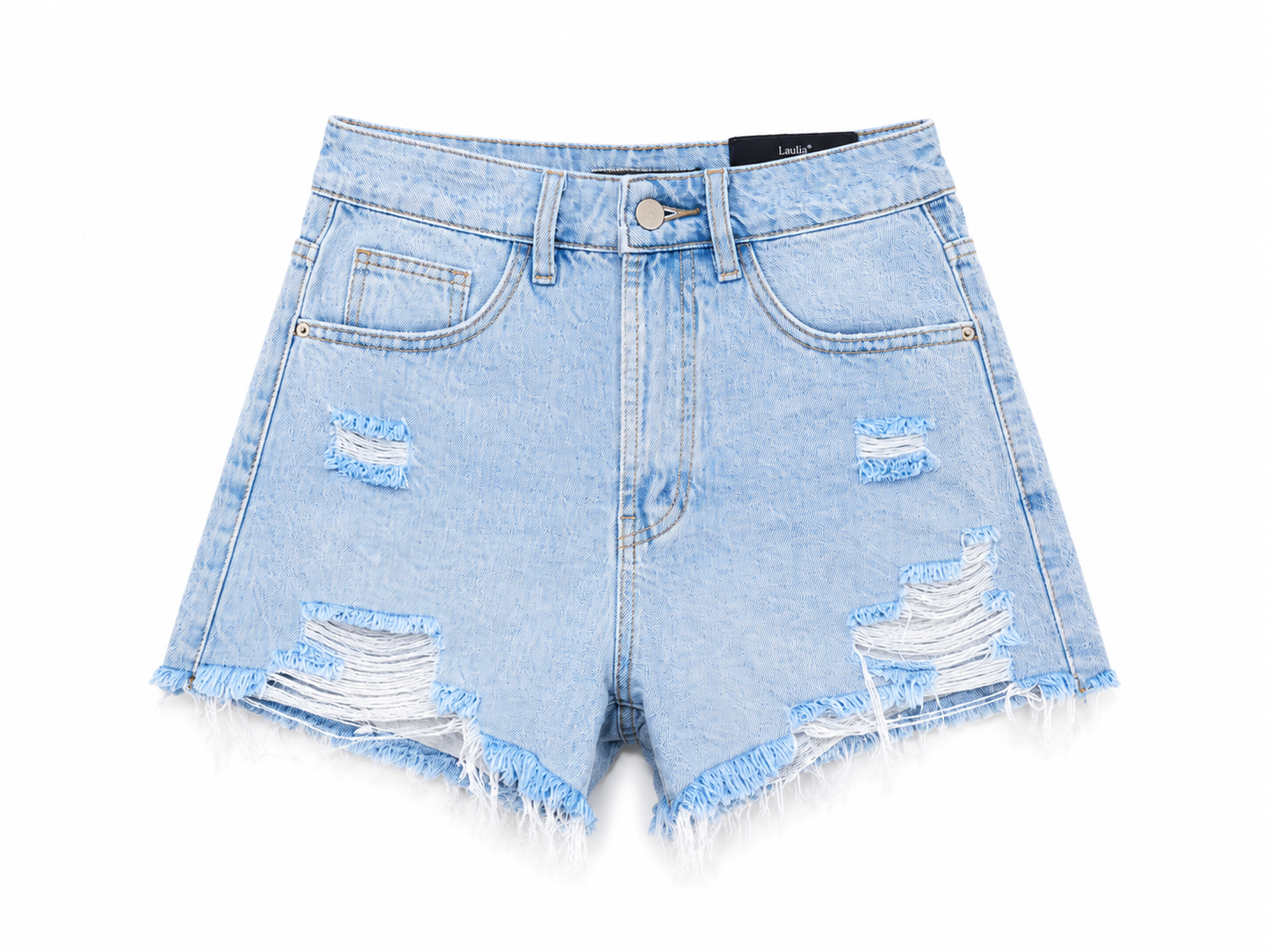 Washed Ripped Detail Denim Shorts