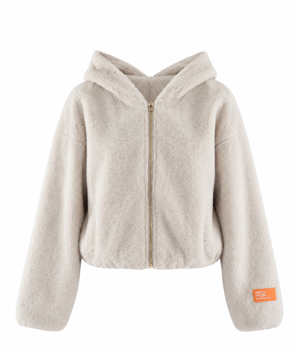 Wool Borg Jacket with Slogan Tag