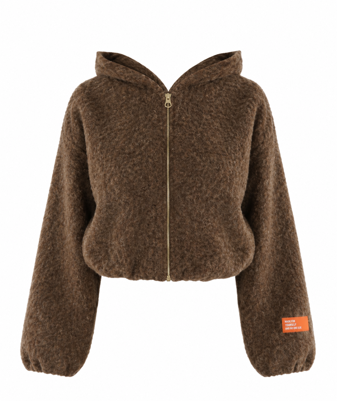Wool Borg Jacket with Slogan Tag