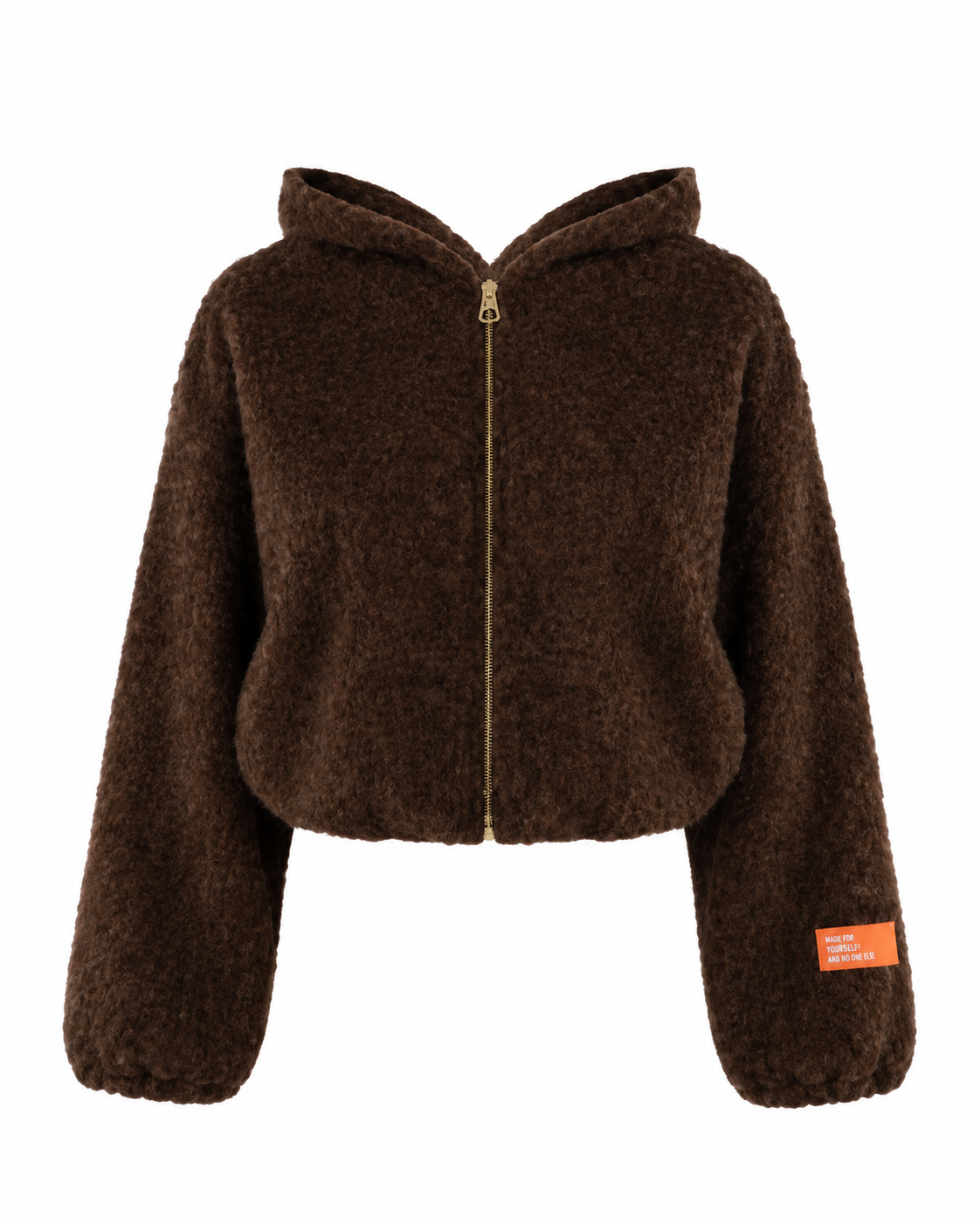 Wool Borg Jacket with Slogan Tag