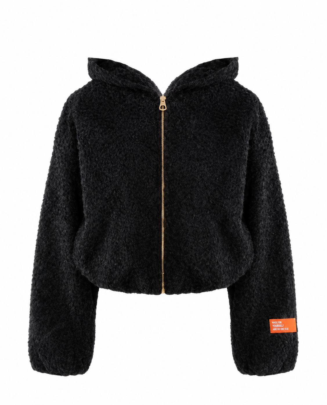 Wool Borg Jacket with Slogan Tag