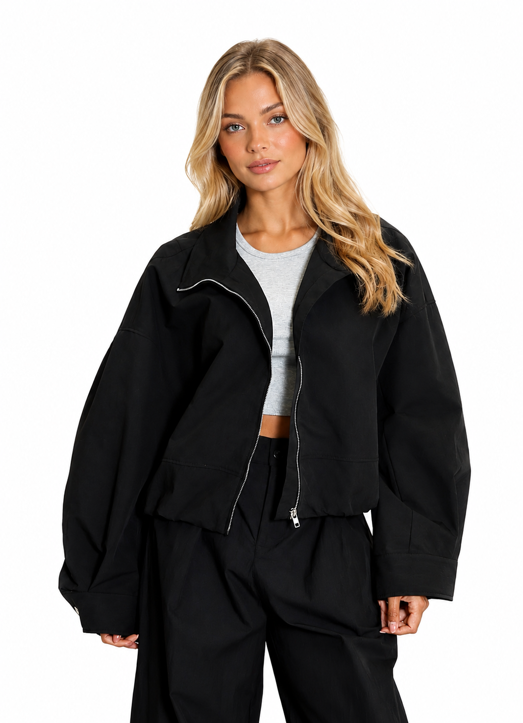 Oversized High Neck Bomber Jacket