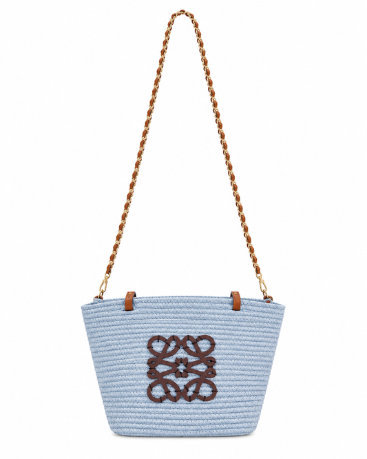 Lowel Blue Wicker Tote Bag