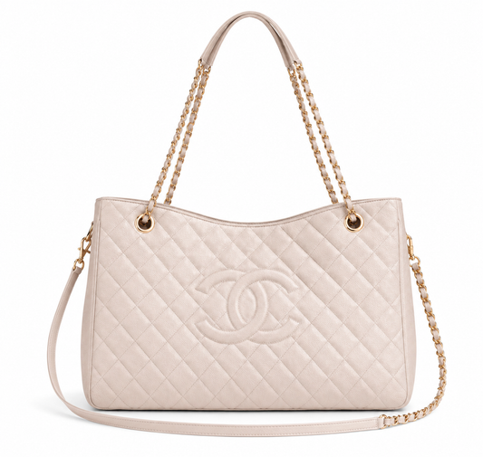 Quilted Beige Bag with a Short & Long Strap