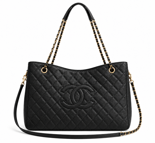Quilted Black Bag with a Short & Long Strap