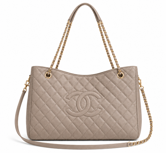 Quilted Taupe Bag with a Short & Long Strap