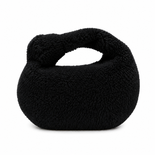 FAUX FUR BLACK BOTILLE BAG