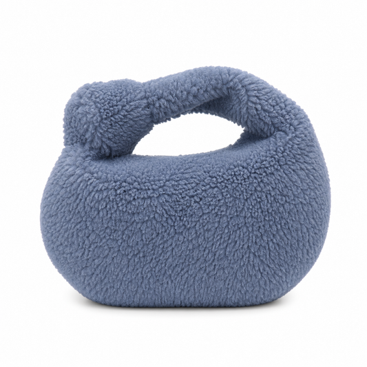 FAUX FUR BLUE BOTILLE BAG