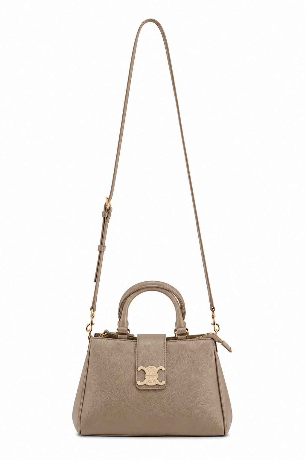 TAUPE & GOLD DETAILED FAUX LEATHER BAG