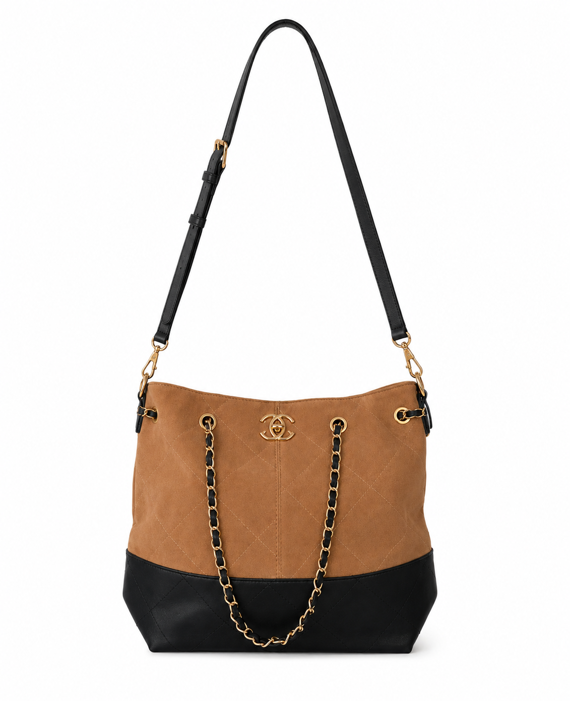 Quilted faux leather TAN/BROWN oversized CHANGE BAG