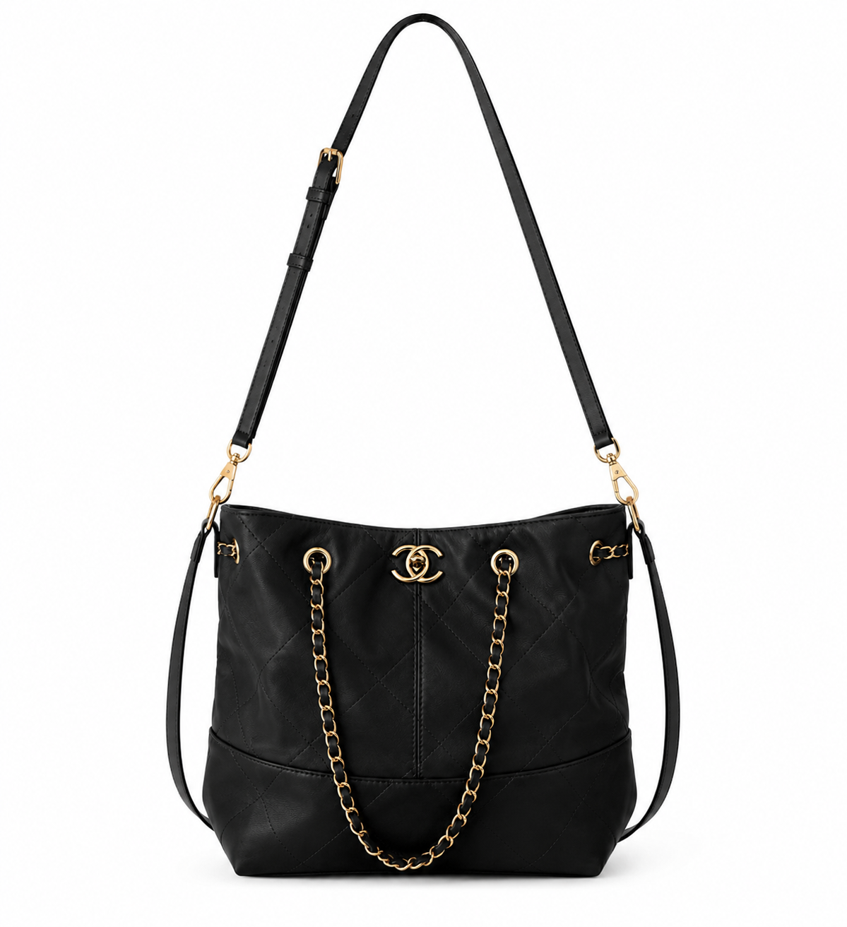 Quilted faux leather Black oversized CHANGE BAG