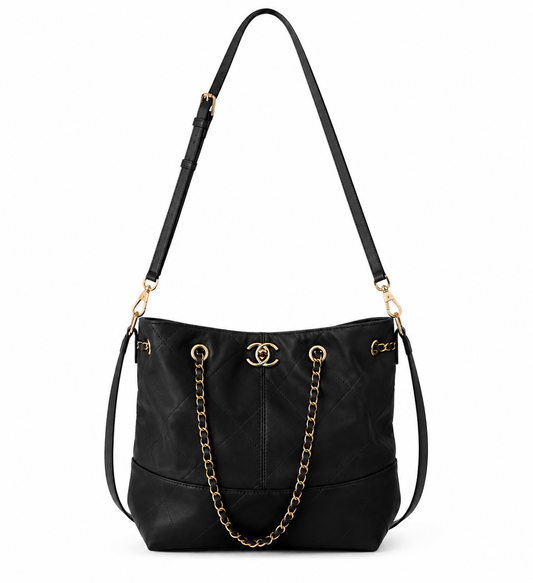 Quilted faux leather Black oversized CHANGE BAG