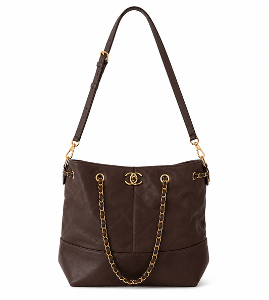 Quilted faux leather Brown oversized CHANGE BAG