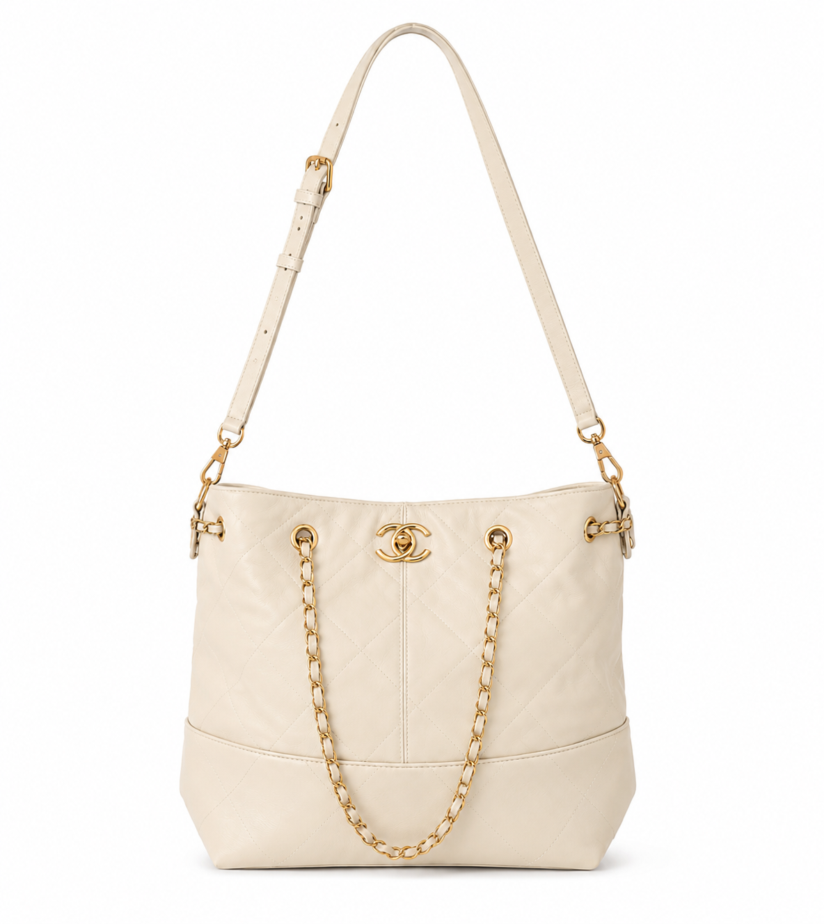 Quilted faux leather Cream  oversized CHANGE BAG