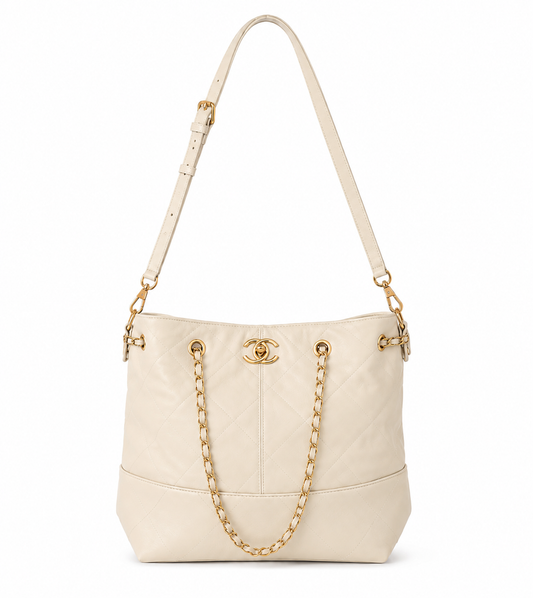Quilted faux leather Cream  oversized CHANGE BAG