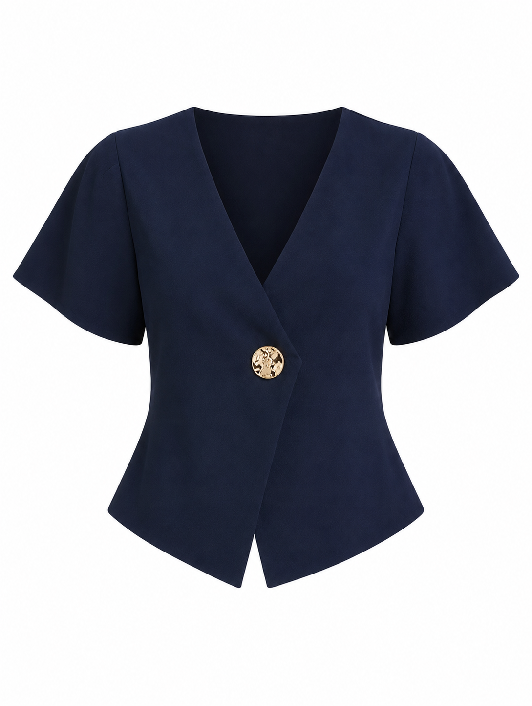 Fine Knit One Button Wrap Top