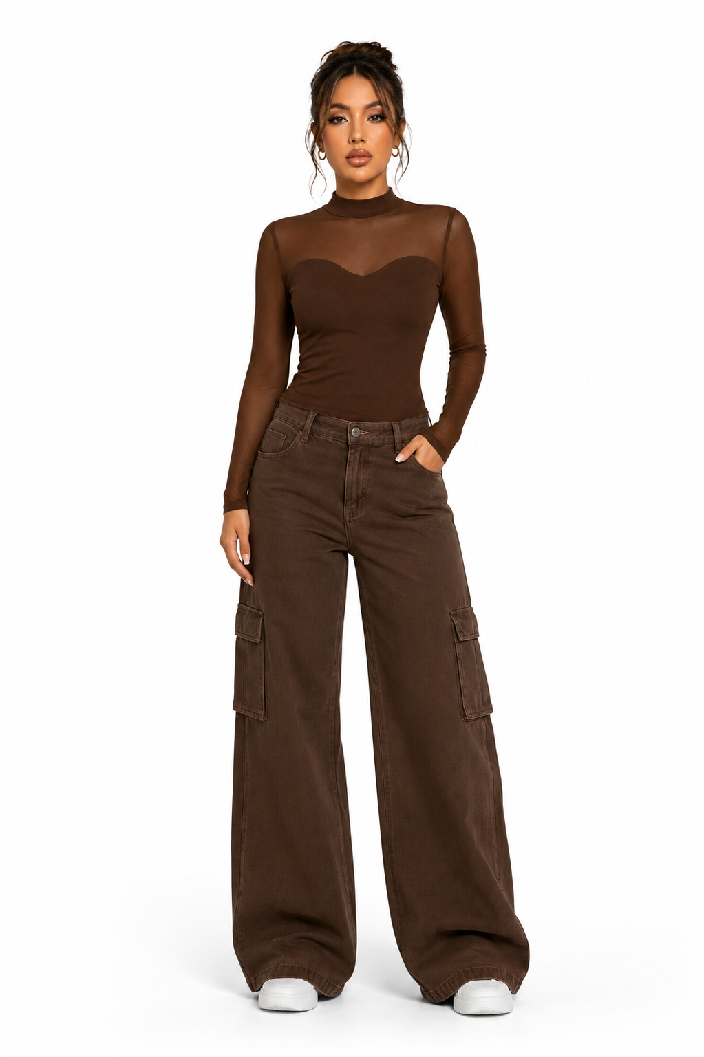 Sheer Mesh Bodysuit – Chocolate