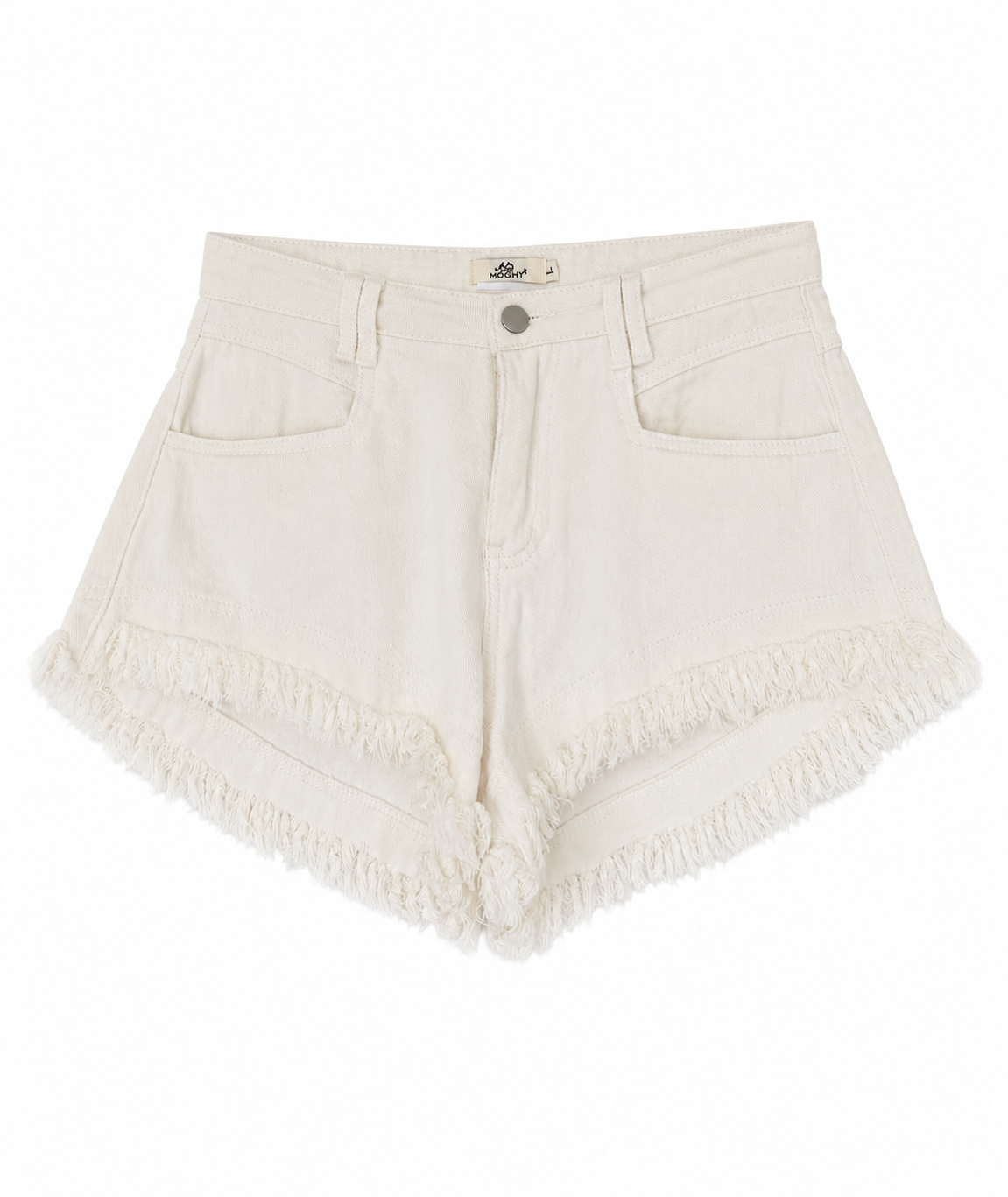 Washed Ripped Detail White Shorts