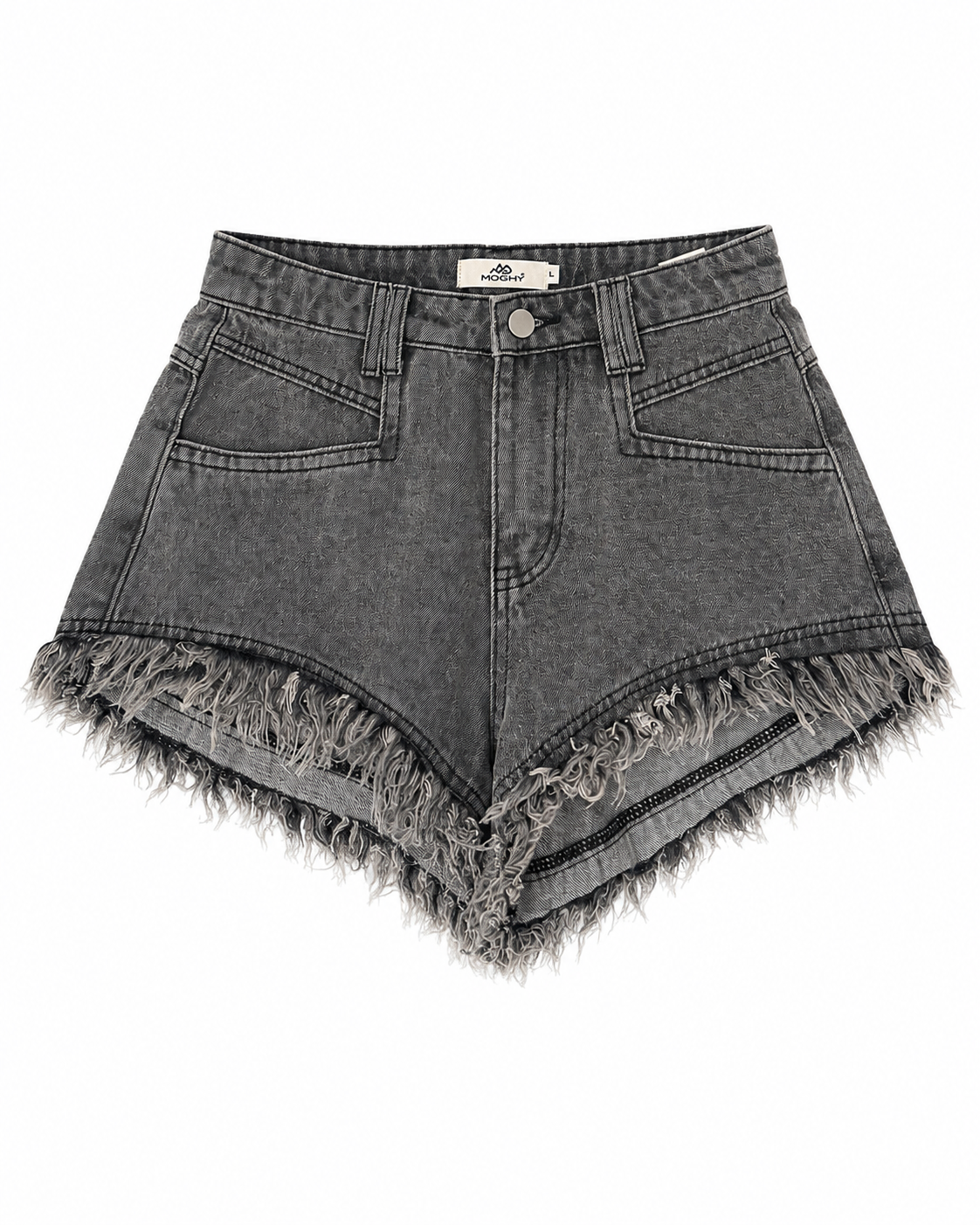 Washed Ripped Detail Charcoal Grey Shorts