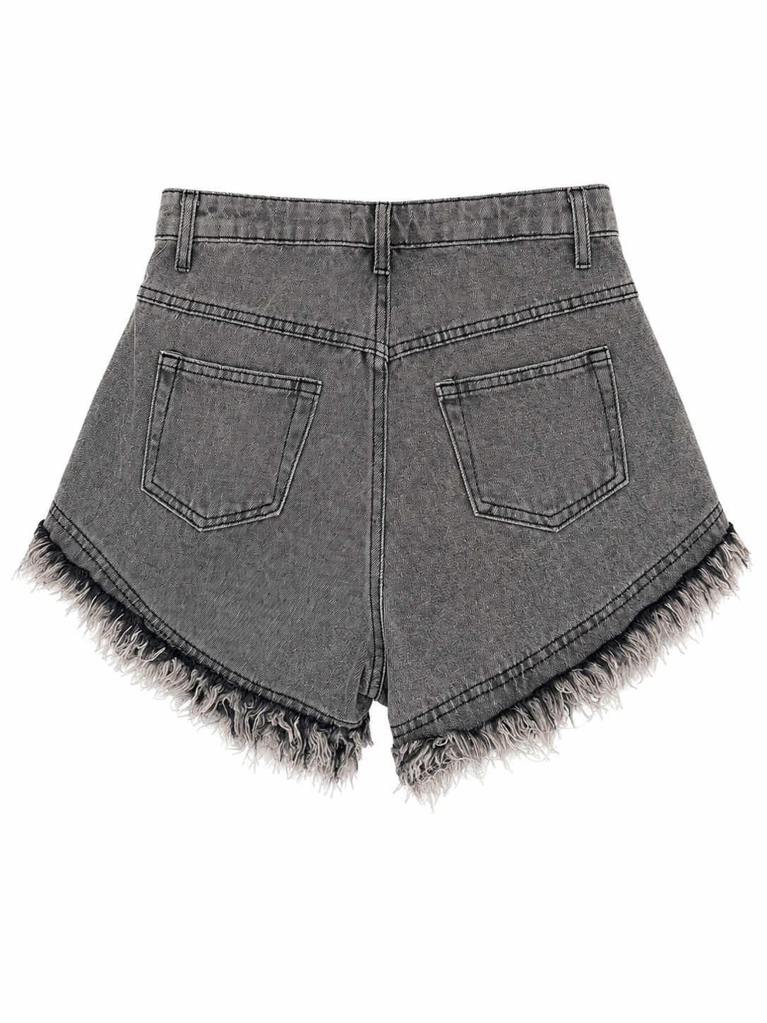 Washed Ripped Detail Charcoal Grey Shorts