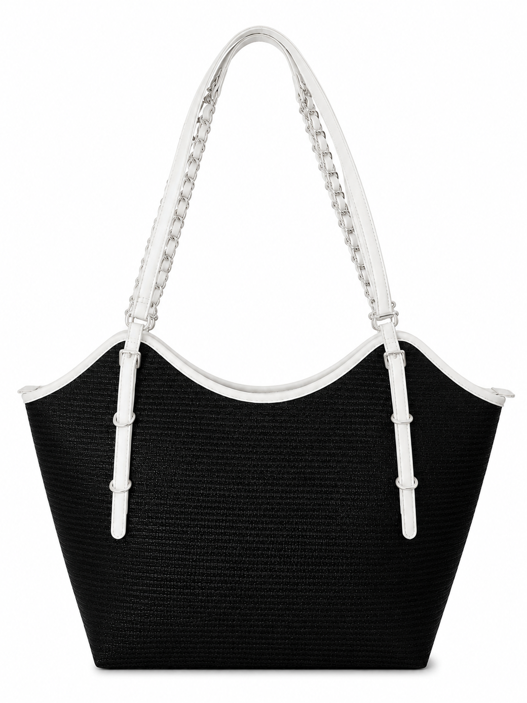 Elegant Woven Tote Bag in Black & White