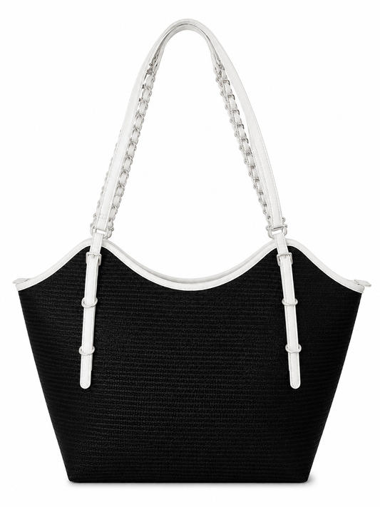 Elegant Woven Tote Bag in Black & White