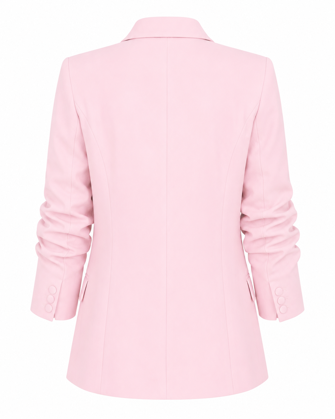 Pink Open Blazer with Ruched Sleeves