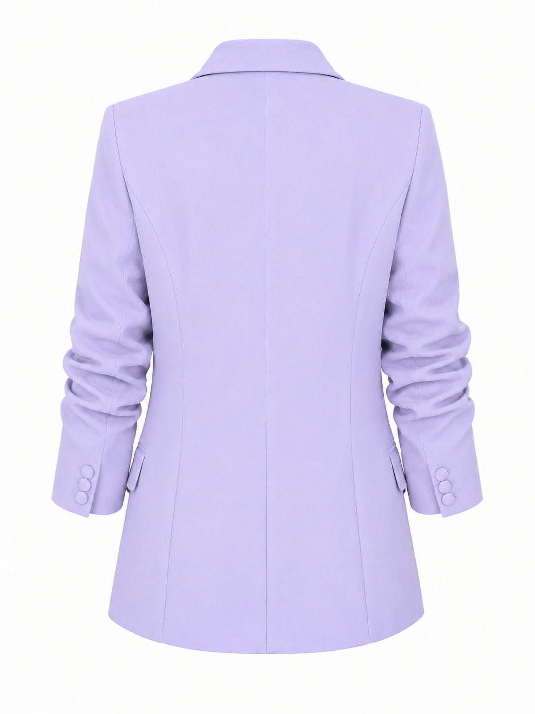 Lilac Open Blazer with Ruched Sleeves