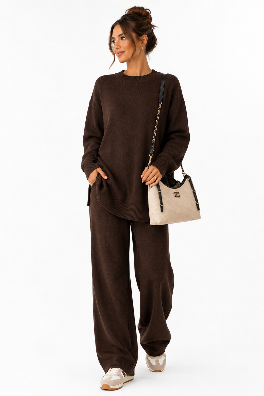 Chocolate Brown Fine Knit lounge suit