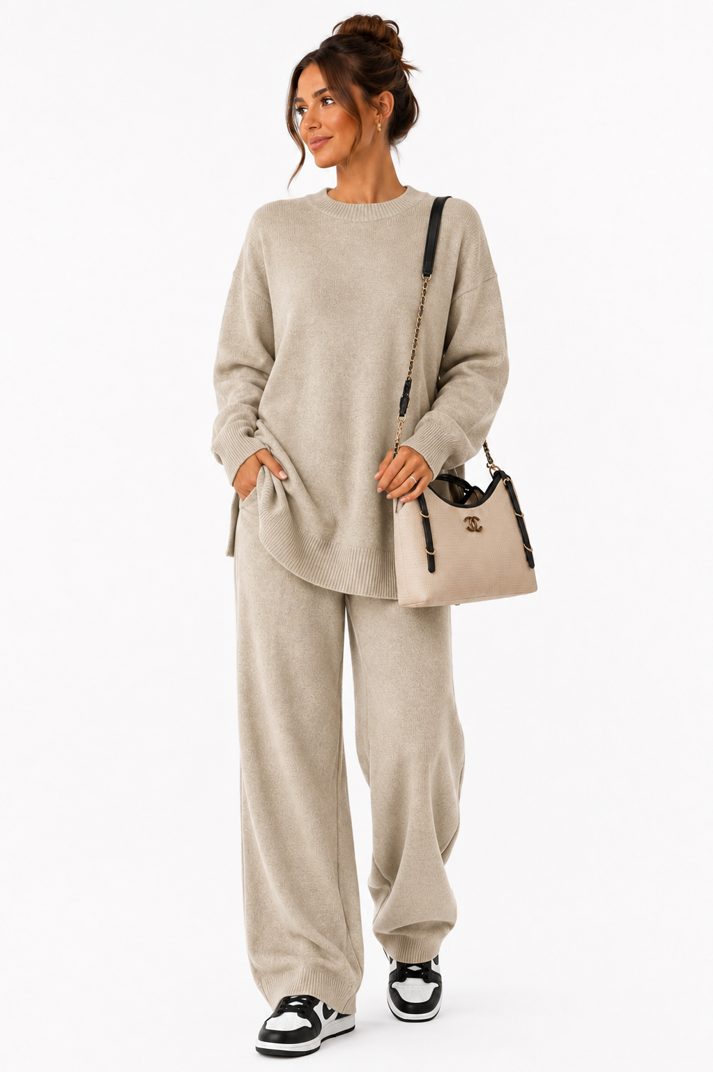 Taupe Fine Knit lounge suit