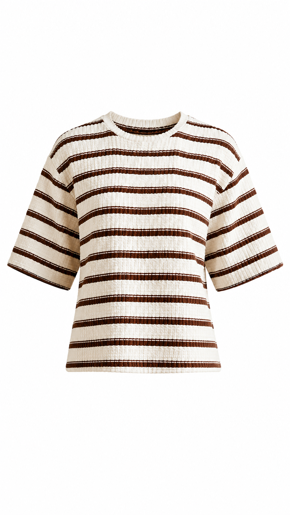 Beige Striped Textured Casual Shorts