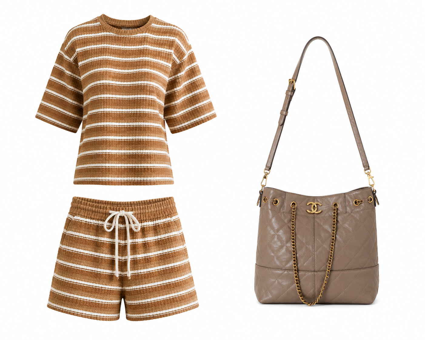 Brown Striped Textured Casual Shorts