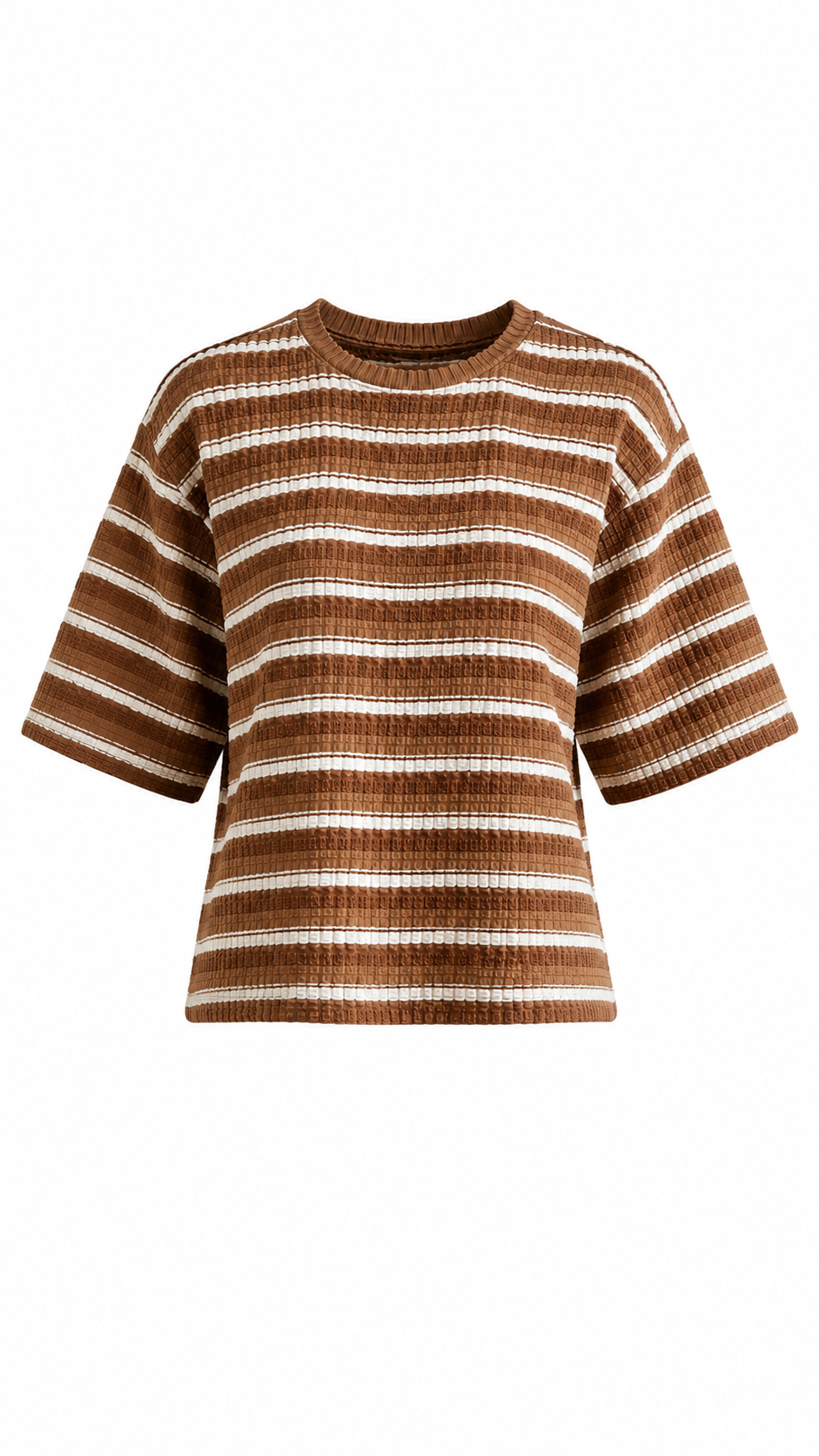 Brown Striped Textured Casual Shorts