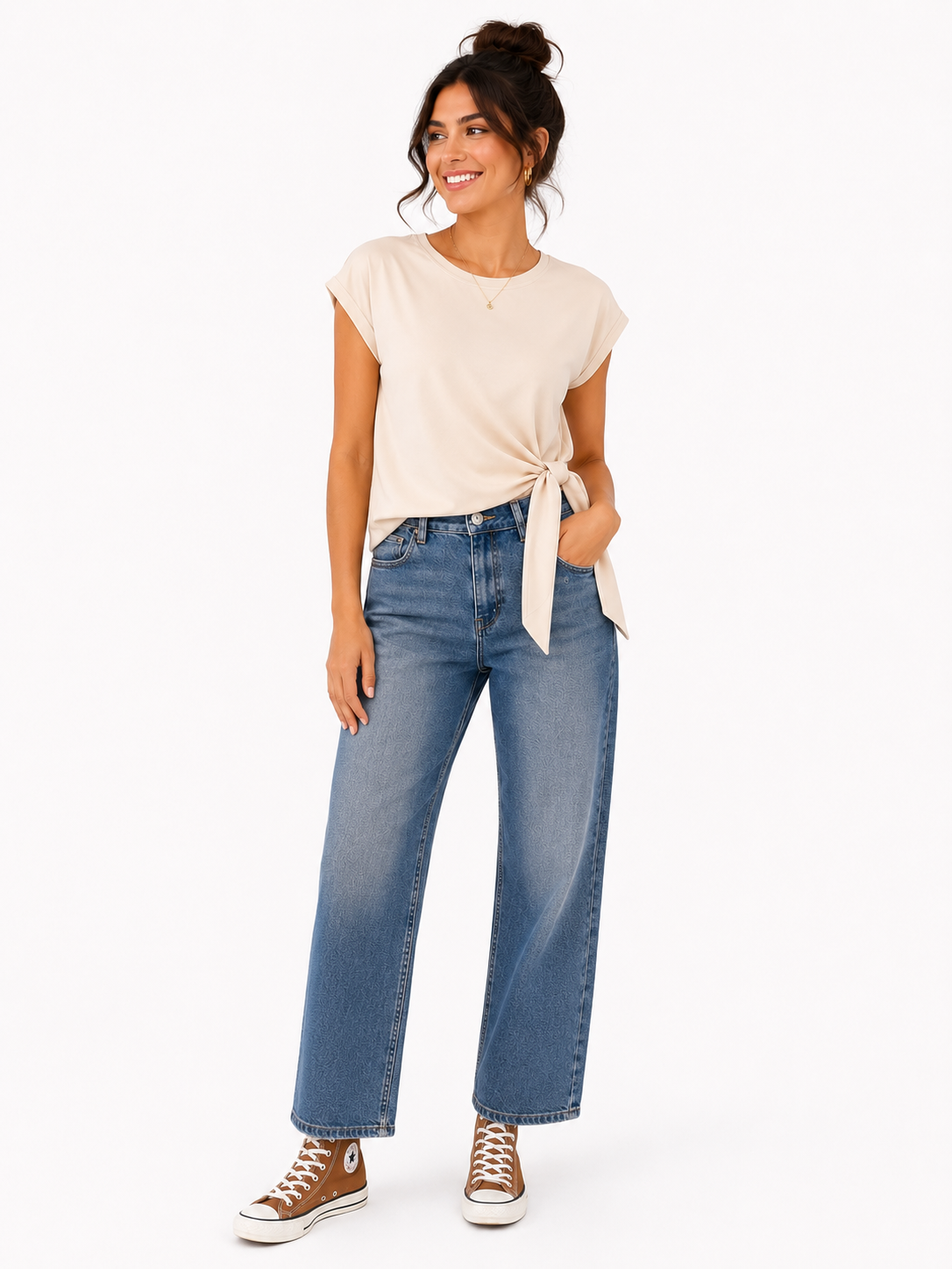 Tie Side Cap Sleeve Top