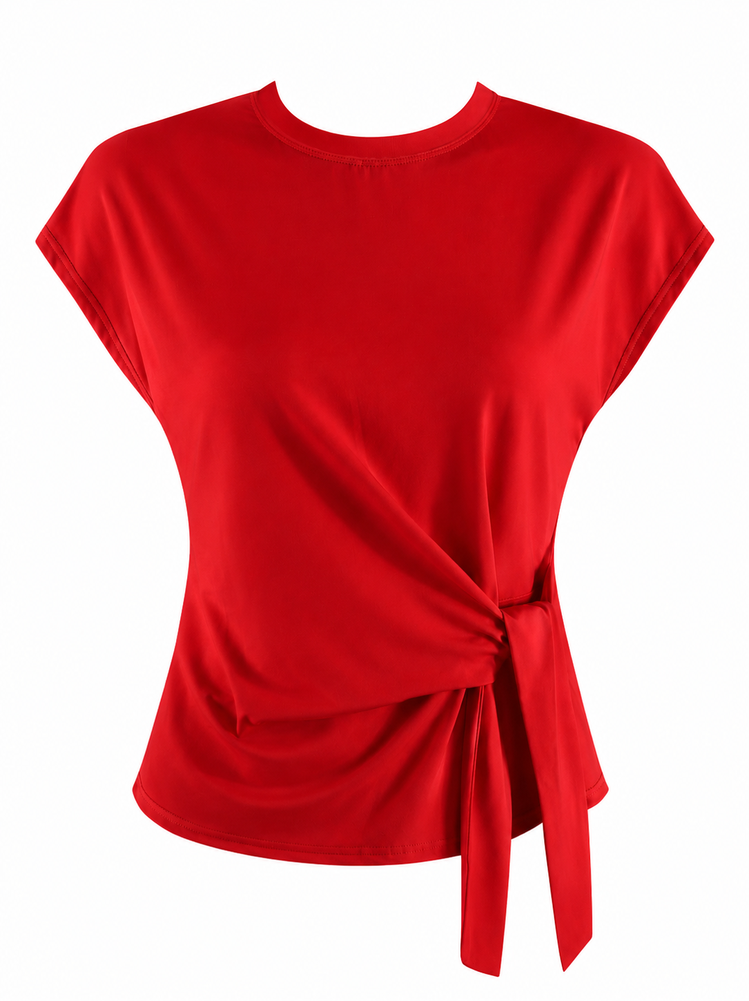 Red Tie Side Cap Sleeve Top