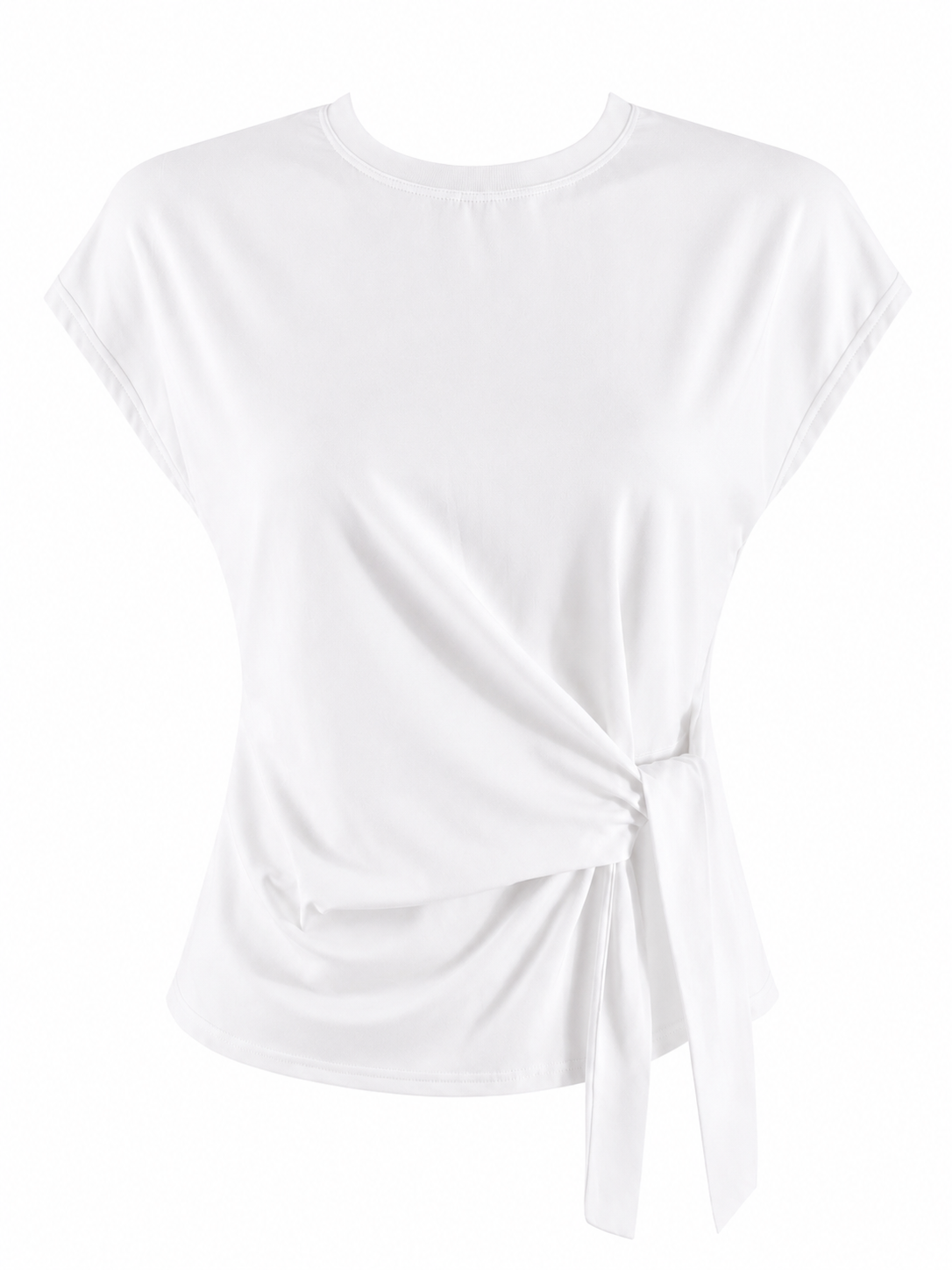 White Tie Side Cap Sleeve Top