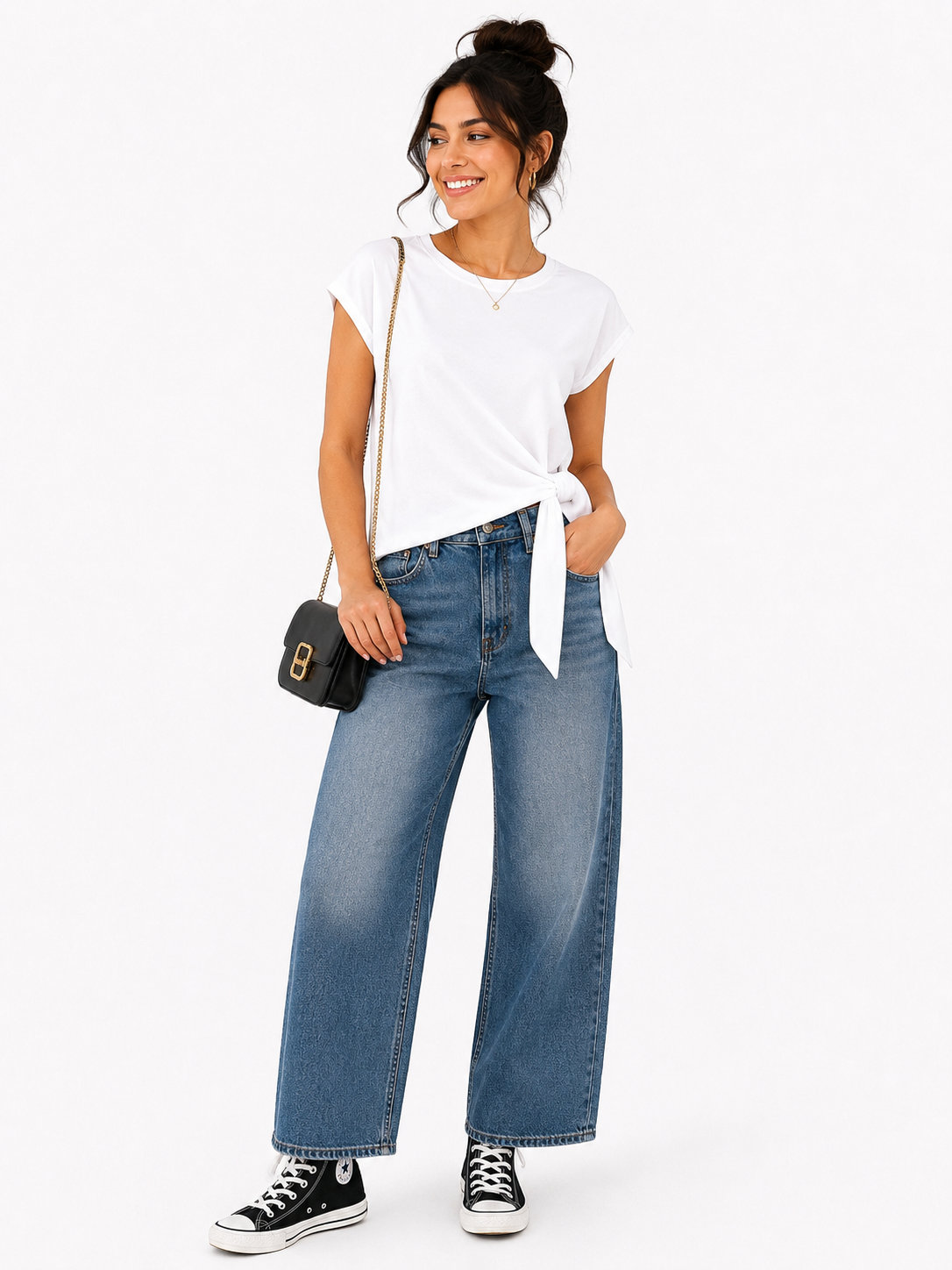 White Tie Side Cap Sleeve Top