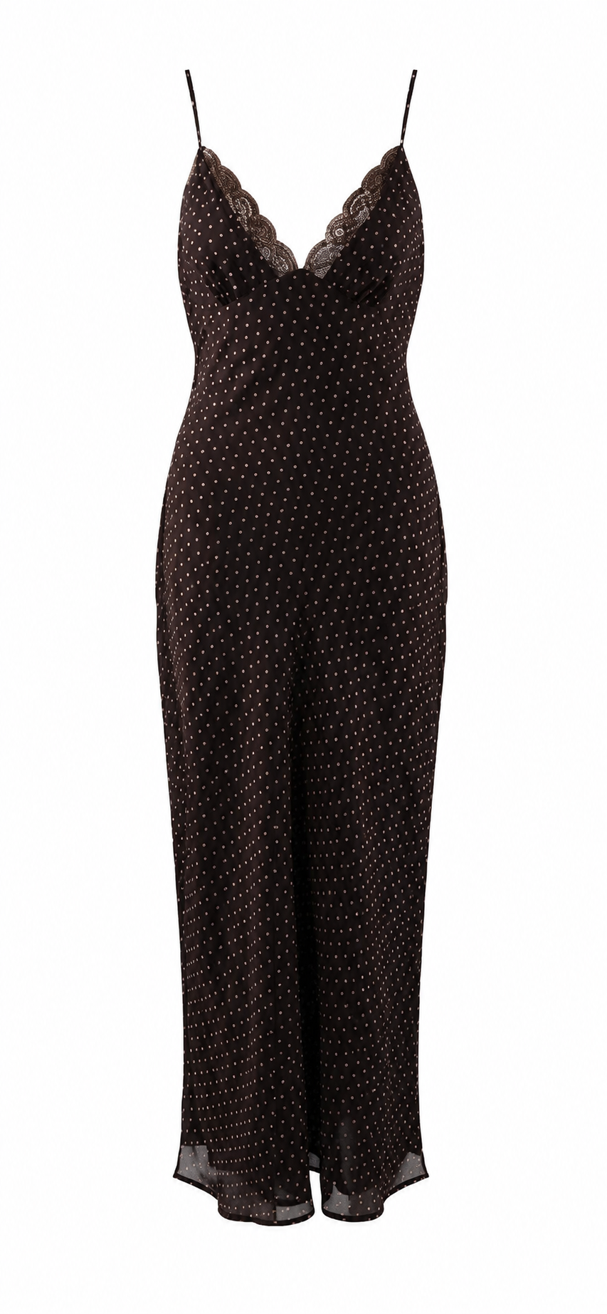 Polka Dots Lace Trim Maxi Dress