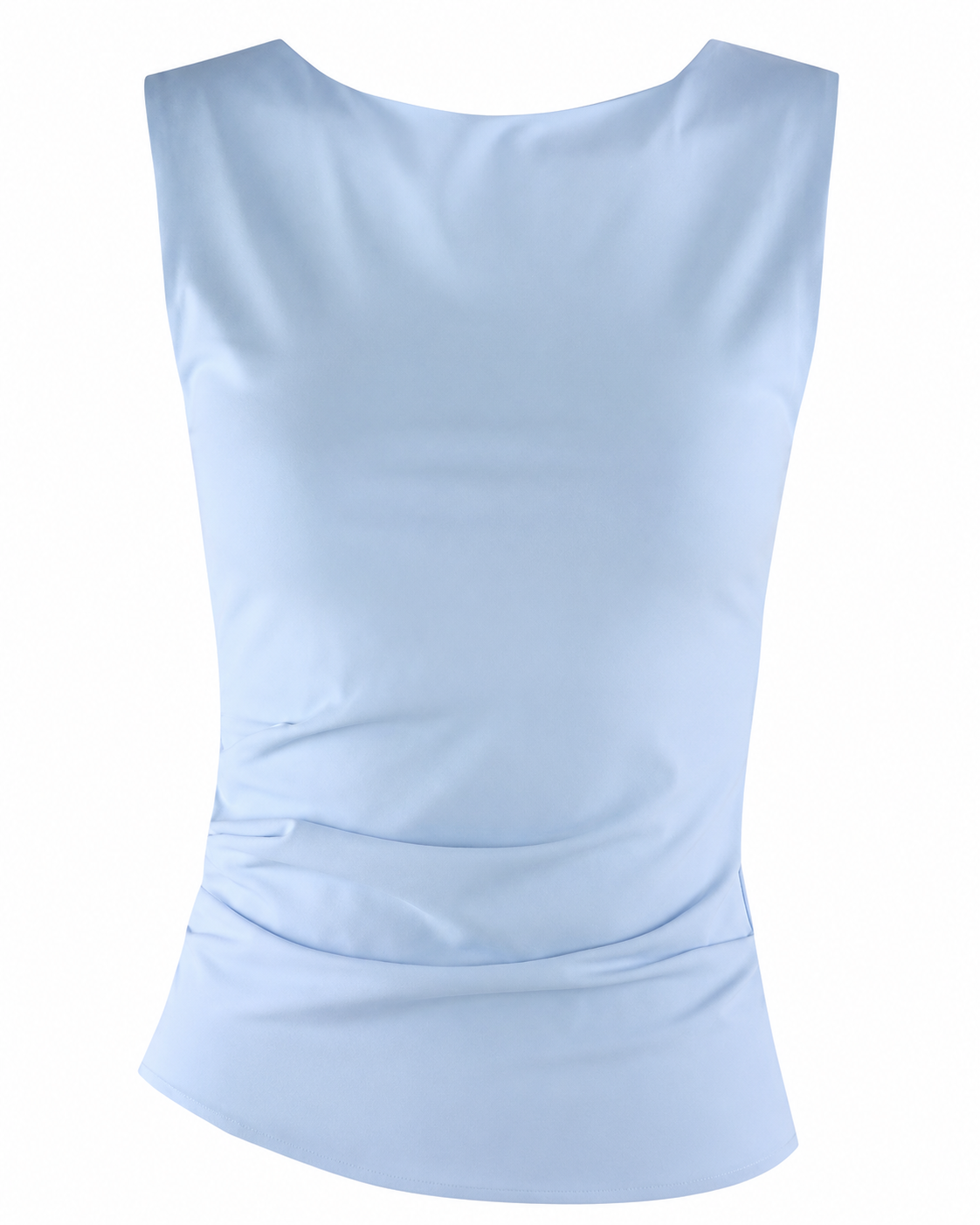 Blue Asymmetric Hem Satin Top