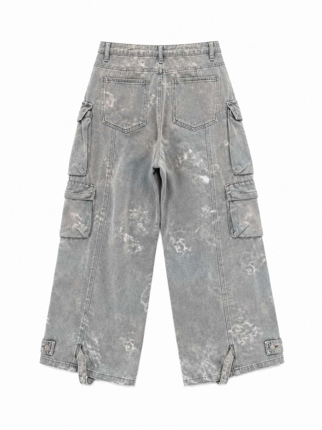 Acid Wash Multi-Pocket Cargo Jeans