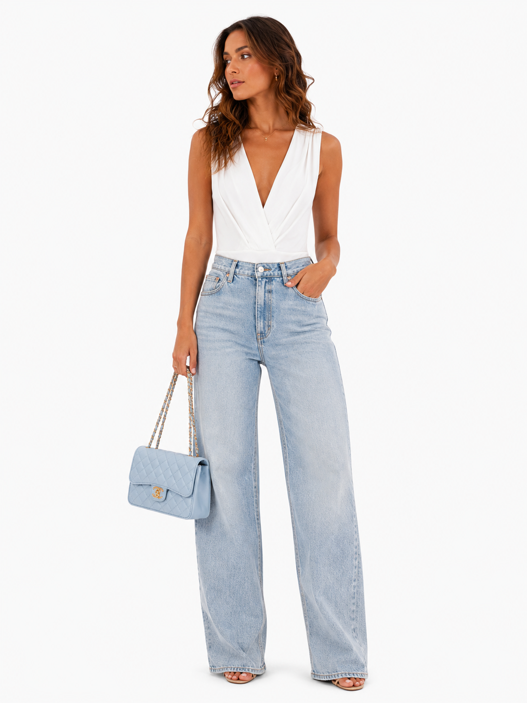 Padded White Cross-Front Bodysuit