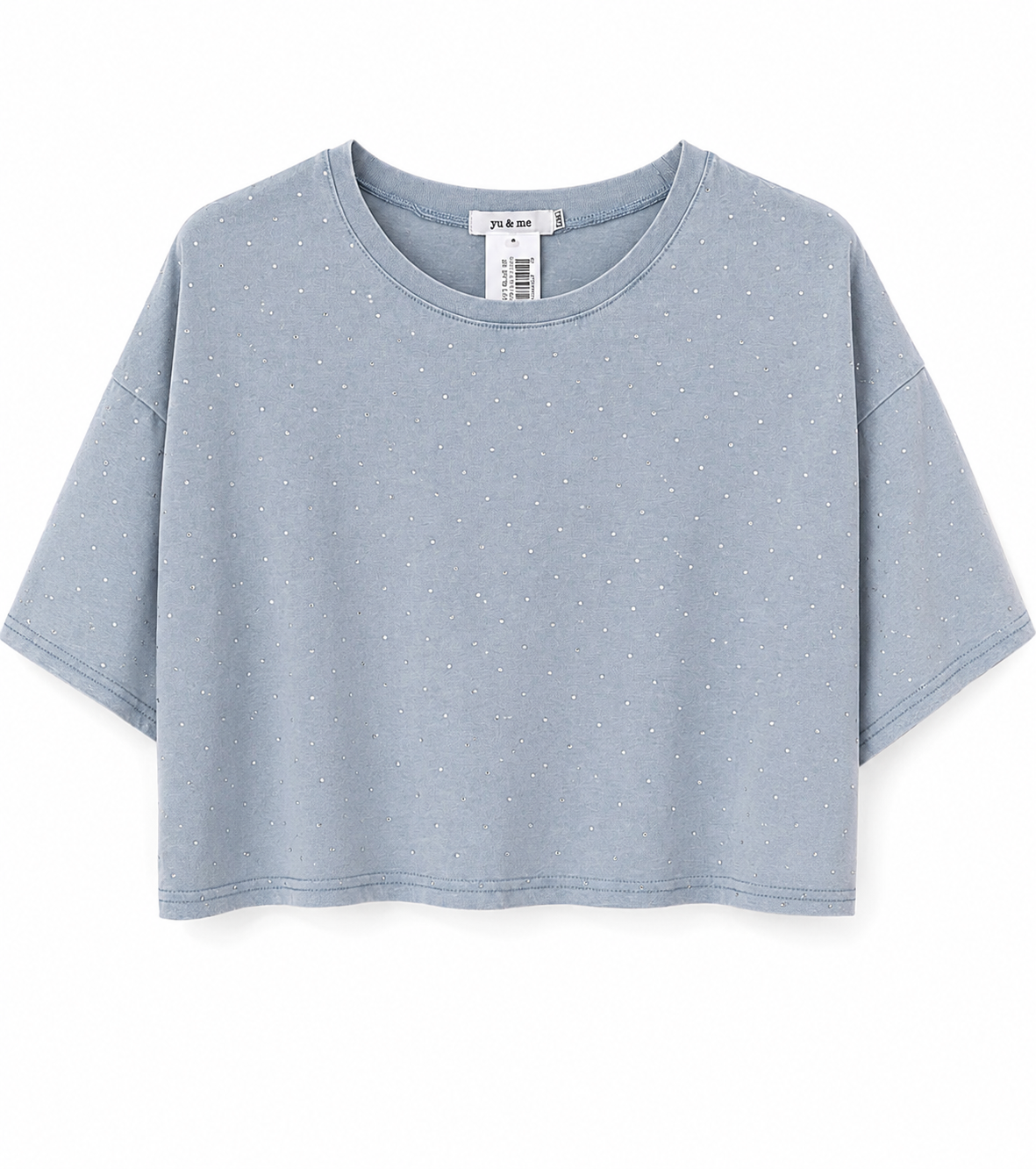 Blue Embellished Crop Top