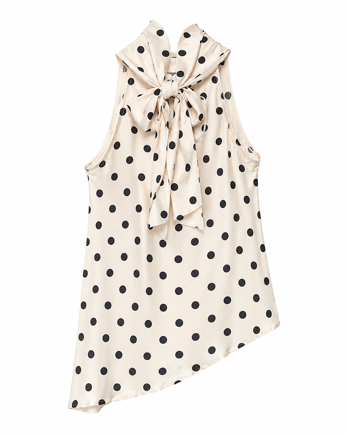 Polka Dots Asymmetric Choker Blouse