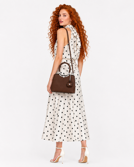 Polka Dots Asymmetric Choker Blouse